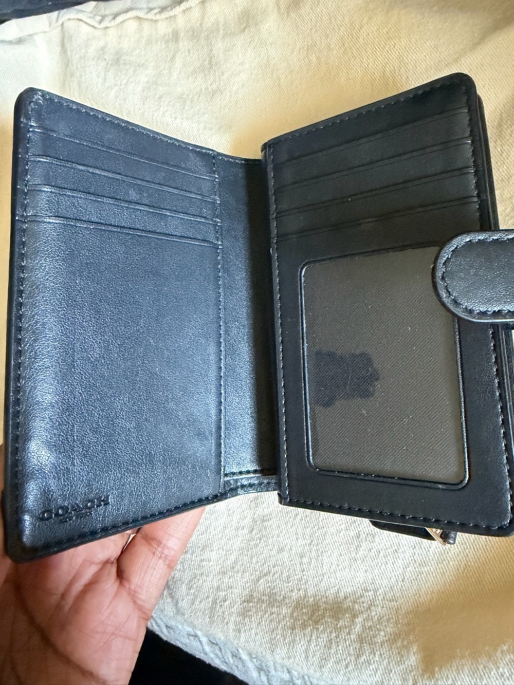 Coach Black Embossed Signature Leather Clutch Wallet with Gold Logo - Picture 6 of 6